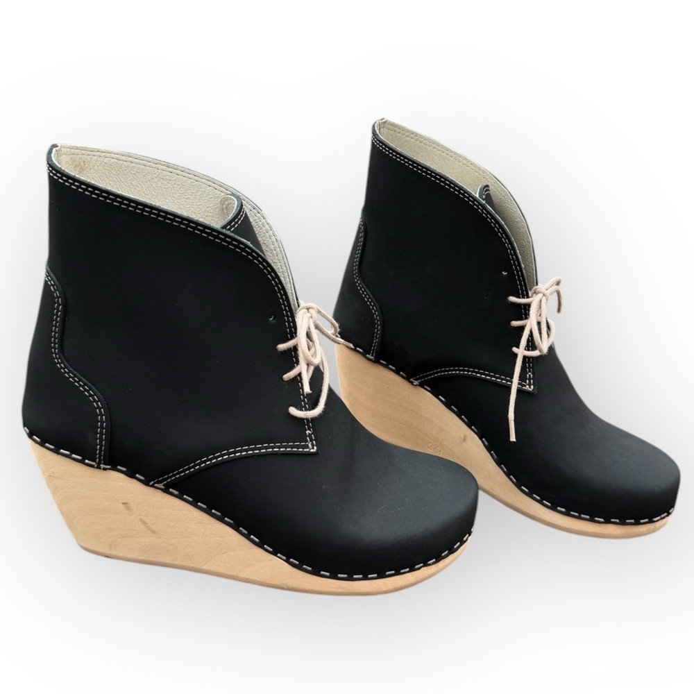 NEW! MAGUBA 8.5 Handcrafted Leather Wooden Clog Booties Ankle Boots